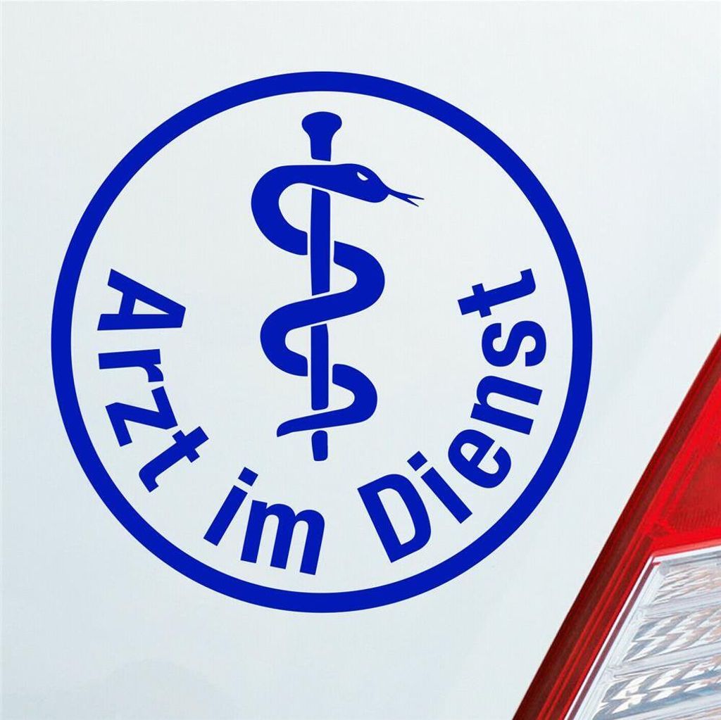 Auto Aufkleber Arzt im Dienst Medizin Rettungsgasse KFZ 10x10 cm Dunkelblau Sticker Heckscheibenaufkleber