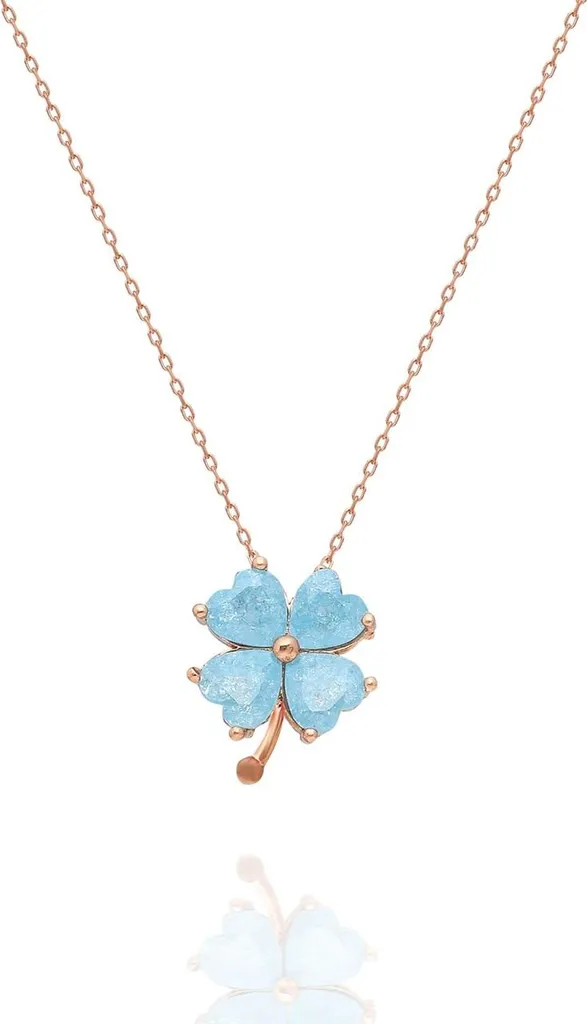 Idée cadeau Collier Trèfle Argent 925 et pierre bleue pour anniversaire