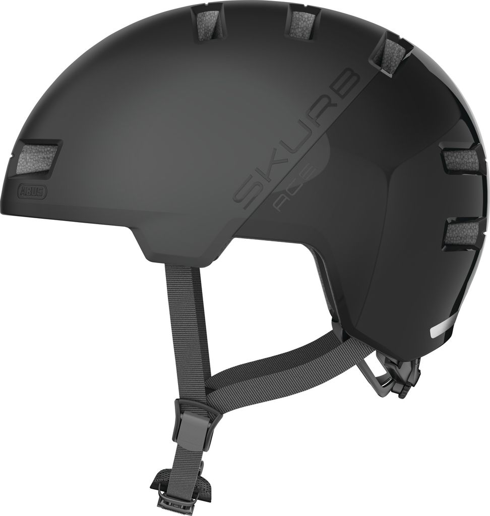 ABUS Stadthelm Skurb ACE - Stylischer Fahrradhelm im Alltag, beim Skaten, BMX-Fahren oder Longboarden - Schwarz, Größe M (55-59 cm)