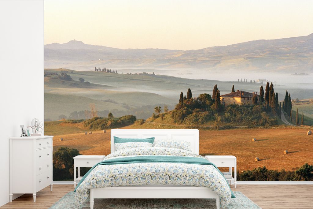 MuchoWow Fototapete für Wohnzimmer oder Schlafzimmer Wandtapete Vinyl Motivtapete Toskana - Landschaft - Italien - 525x350 cm - Das Hintergrundbild