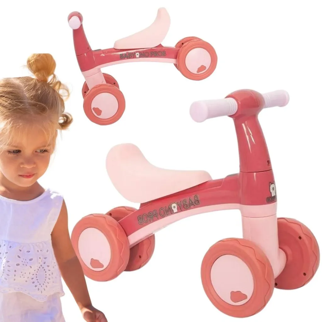 Vélo d'équilibre Woopie Pink à quatre roues pour l'éveil des petits
