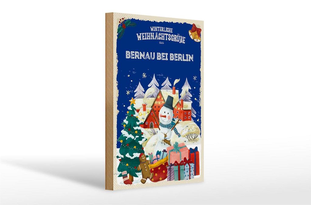 Holzschild Weihnachtsgrüße BERNAU bei BERLIN Geschenk 20x30cm