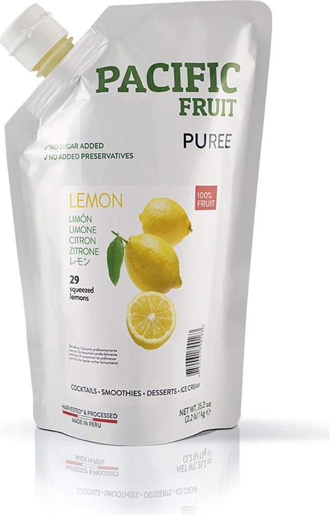 Pacific Fruit Püree Zitrone 1kg naturbelassenes Fruchtpüree ohne Konservierungsstoffe & Zuckerzusatz, für Zitronenkuchen, Muffins, Cupcakes, Kek...