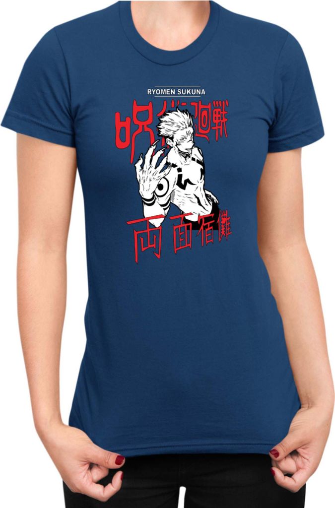Damen T-Shirt Japan Manga Anime Comics Animation Jujutsu Anime Manga Kaisen Sukuna, Lady M / Dunkelblau