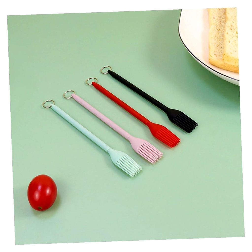 4 Stück Silikon Backpinsel für Öl und Soßen, hitzebeständig mit Einziehfunktion, BPA-frei, Farbenmix