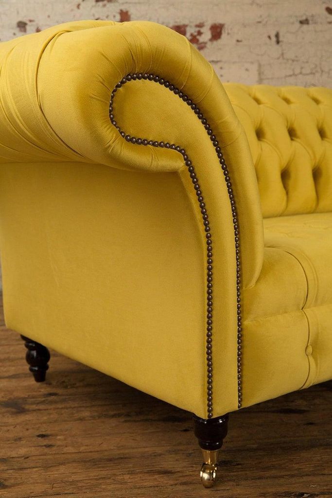 Gelbe Designer Sofa Couch Polster XXL 2 Sitzer Big Sofas Couchen Textil Leder