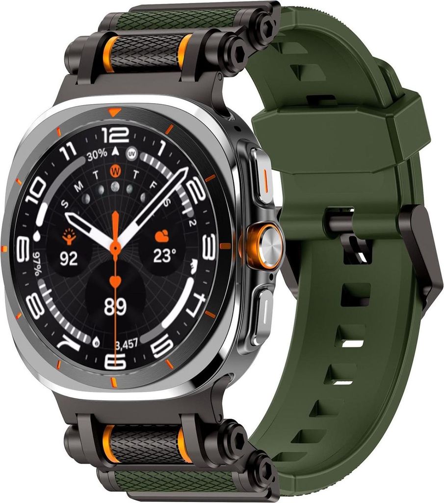 Für Samsung Galaxy Watch Ultra 2 2025 / Watch Ultra 47mm Silikon Metall Band Grün / Schwarz