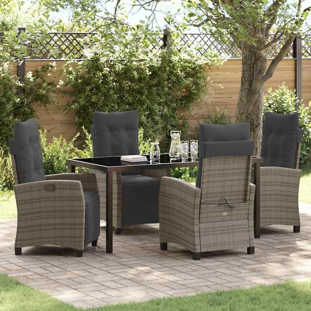Maison Exclusive - Garten Essgruppe mit Kissen 5 pcs Grau Poly-Rattan