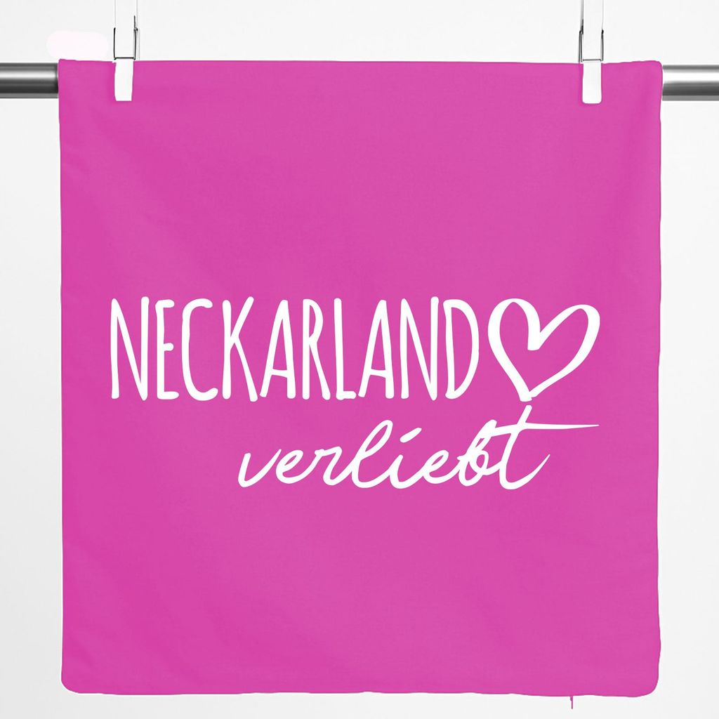 Huuraa Kissenbezug Neckarland verliebt 40x40cm Fuchsia Baumwolle Dekokissenbezug Geschenkidee