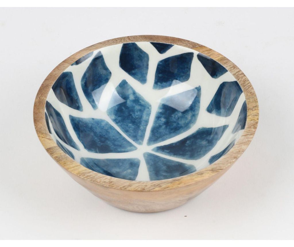 8x Schalen mit Motiven, aus Mangoholz und Emaille, Produktbild 