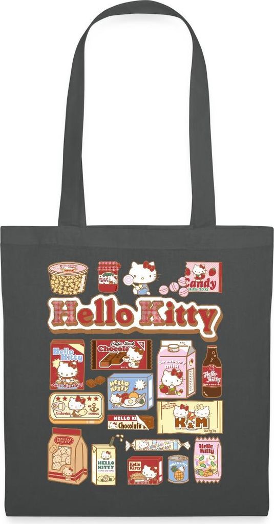 Spreadshirt Hello Kitty Snack Collage Stoffbeutel, One size, Graphite