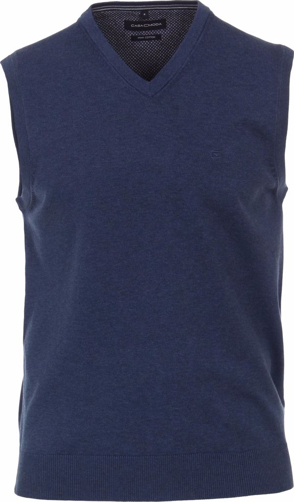CASAMODA Herren Pullunder Ärmellos V-Neck Regular Baumwolle Blau M