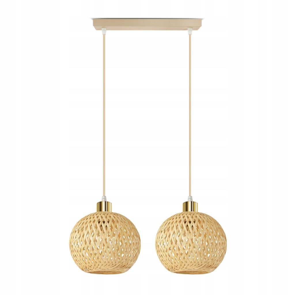 Luxolar LED Pendelleuchte 2-flammig E27 Rattan Boho Produktbild 