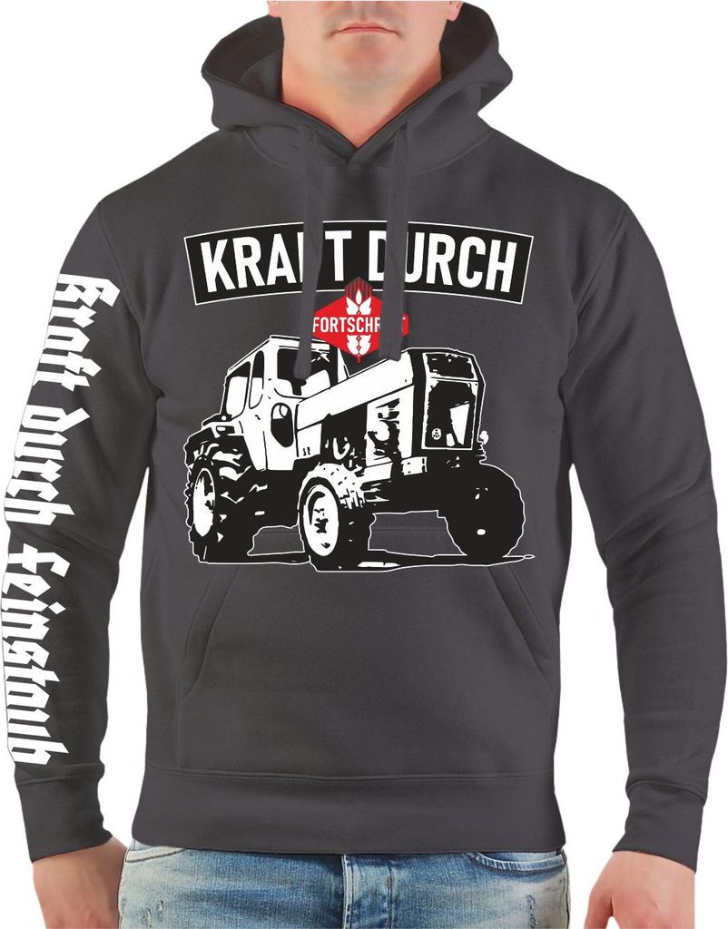 Herren Kapuzenpullover DDR Traktor Motive Kraft durch Fortschritt