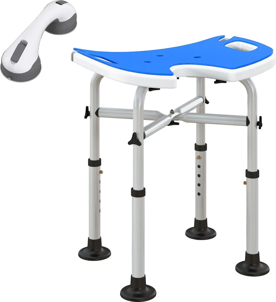 Tabouret de bain pour seniors hauteur ajustable avec barre de maintien