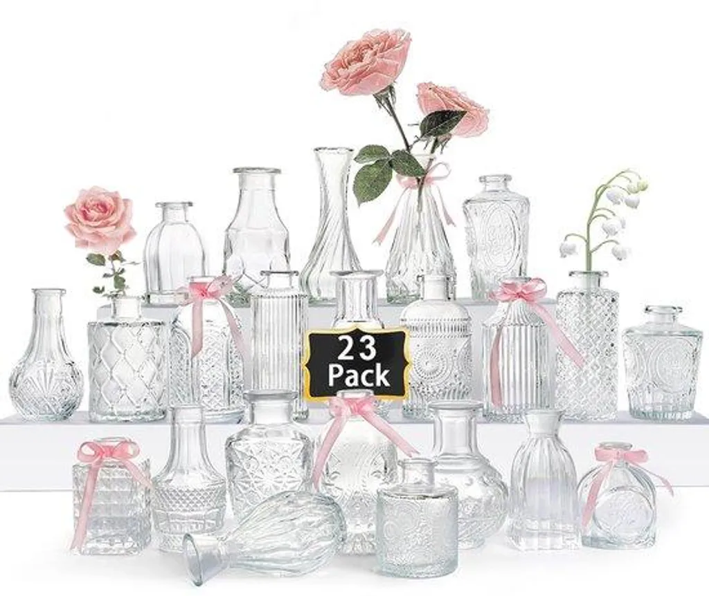 Petit vase en verre stable pour décoration de table mariage et réception