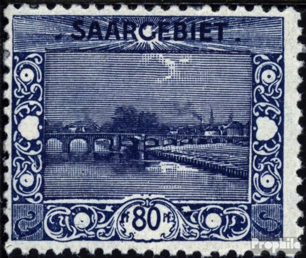 Briefmarken Saarland 1921 Mi 62 mit Falz Landschaftsbilder (I)