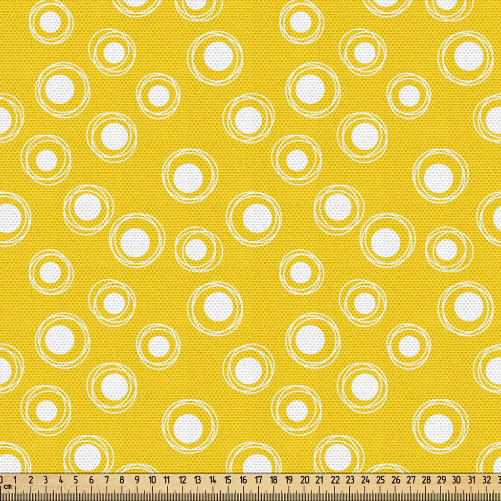Tissu d'Ameublement Jaune 5m pour Rideaux et Nappes Motif Pois Modernes