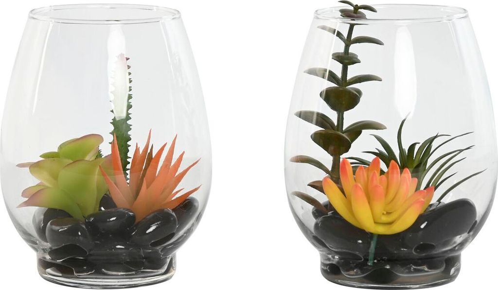Dekorationspflanze Home ESPRIT PVC Kristall 10 x 10 x 15 cm (2 Stück)