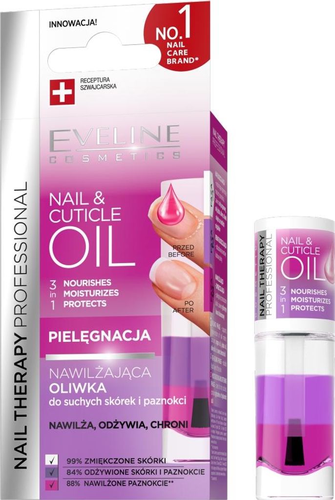 Eveline Cosmetics Nail Therapy Professional Nawilżająca oliwka do suchych skórek i paznokci, 8 ml