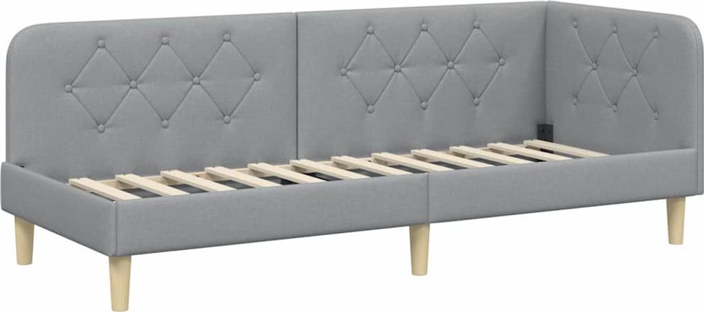 vidaXL Eckbettgestell Hellgrau 80 x 200 cm Stoff