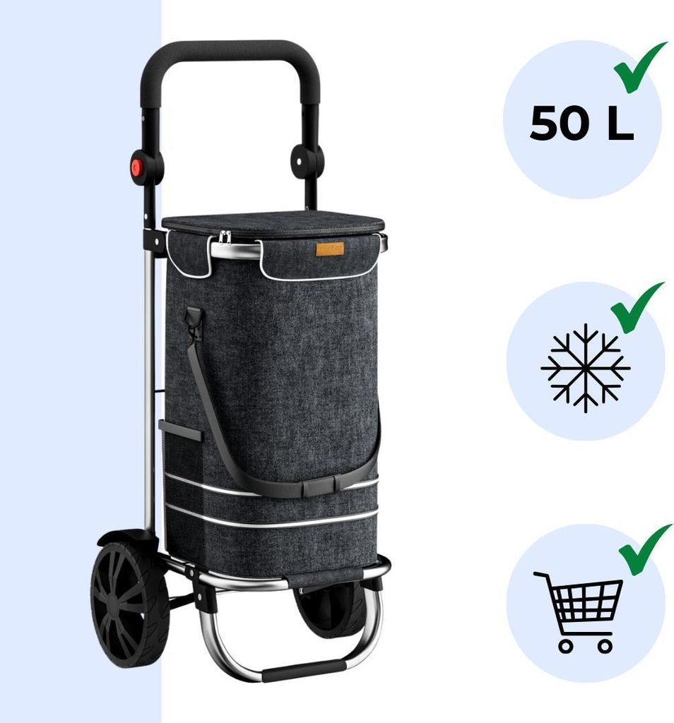 Torba na zakupy na kółkach EASY, 50l, czarna Zdjęcie produktu 