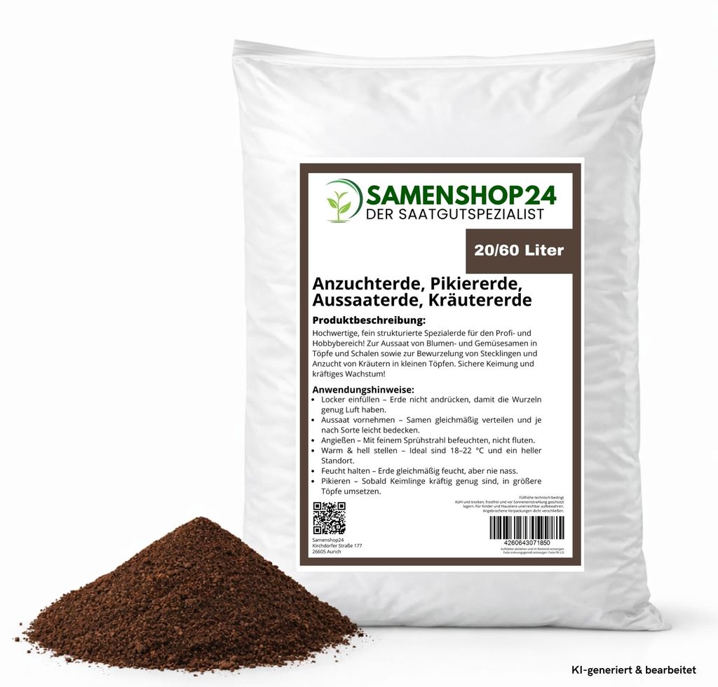 Samenshop24® 20L Anzuchterde, Pikiererde, Aussaaterde, Produktbild 
