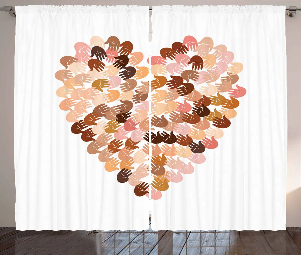 Tenda Shabby Chic ABAKUHAUS Cuori 280x175 | Arredo Rustico Multicolore