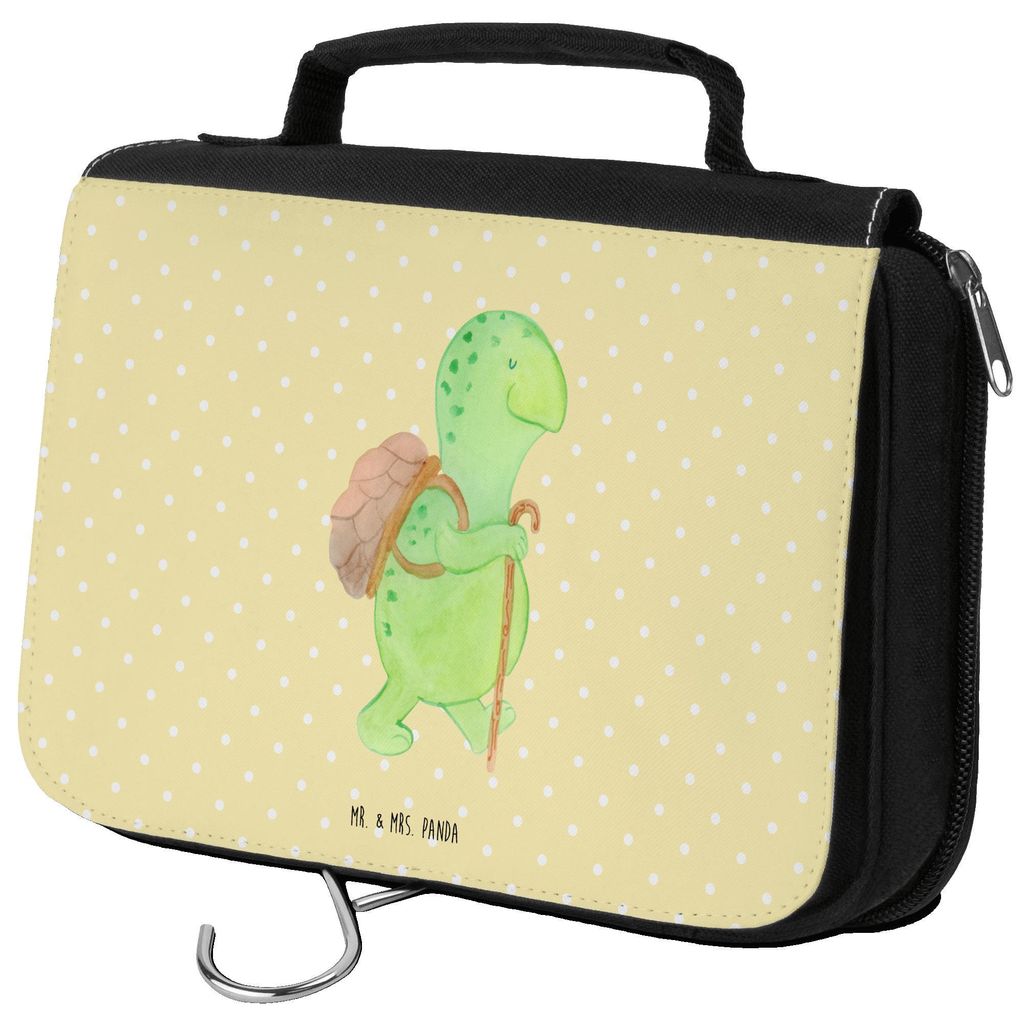 Mr. & Mrs. Panda Necessaire Schildkröte Wanderer - Gelb Pastell - Geschenk, Kosmetiktasche, Entpannt, Schminkbeutel, badtasche, Rucksack, Schildkr...