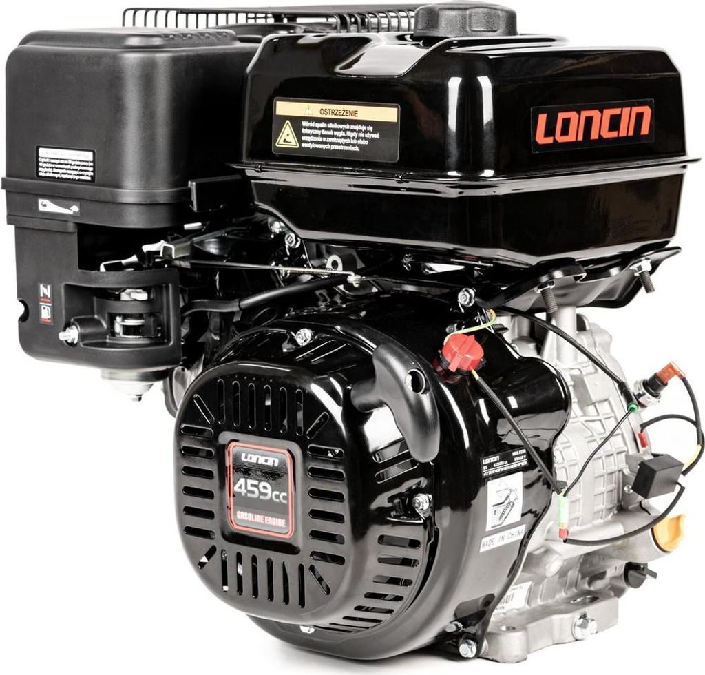 A close-up studio shot of a black and silver engine.