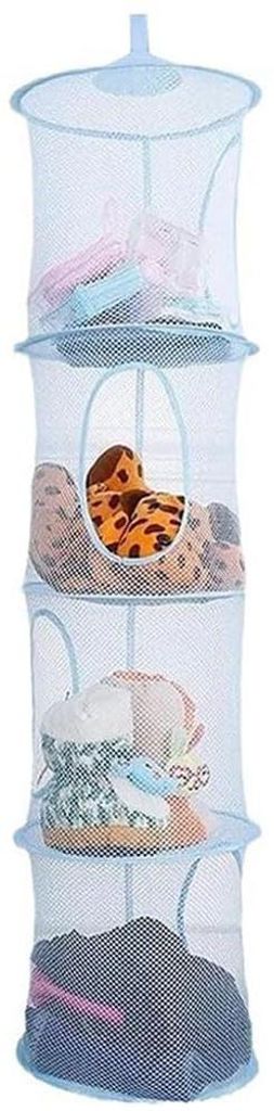 Aufbewahrungsregal für Kuscheltiere, faltbarer Hängeorganizer mit 4 Ebenen, Hängegitterregal, Hängekorb für Kinder, Hängeregal für Kuschelti...