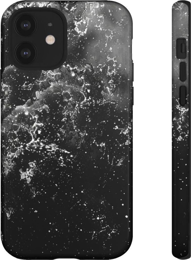 Schwarz-weiße Galaxie – Hülle Kompatibel mit iPhone 12