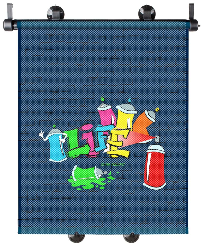 KidsExperts Sonnenrollo Set Graffiti 43 x 52 cm 2 Stück blau, 30292