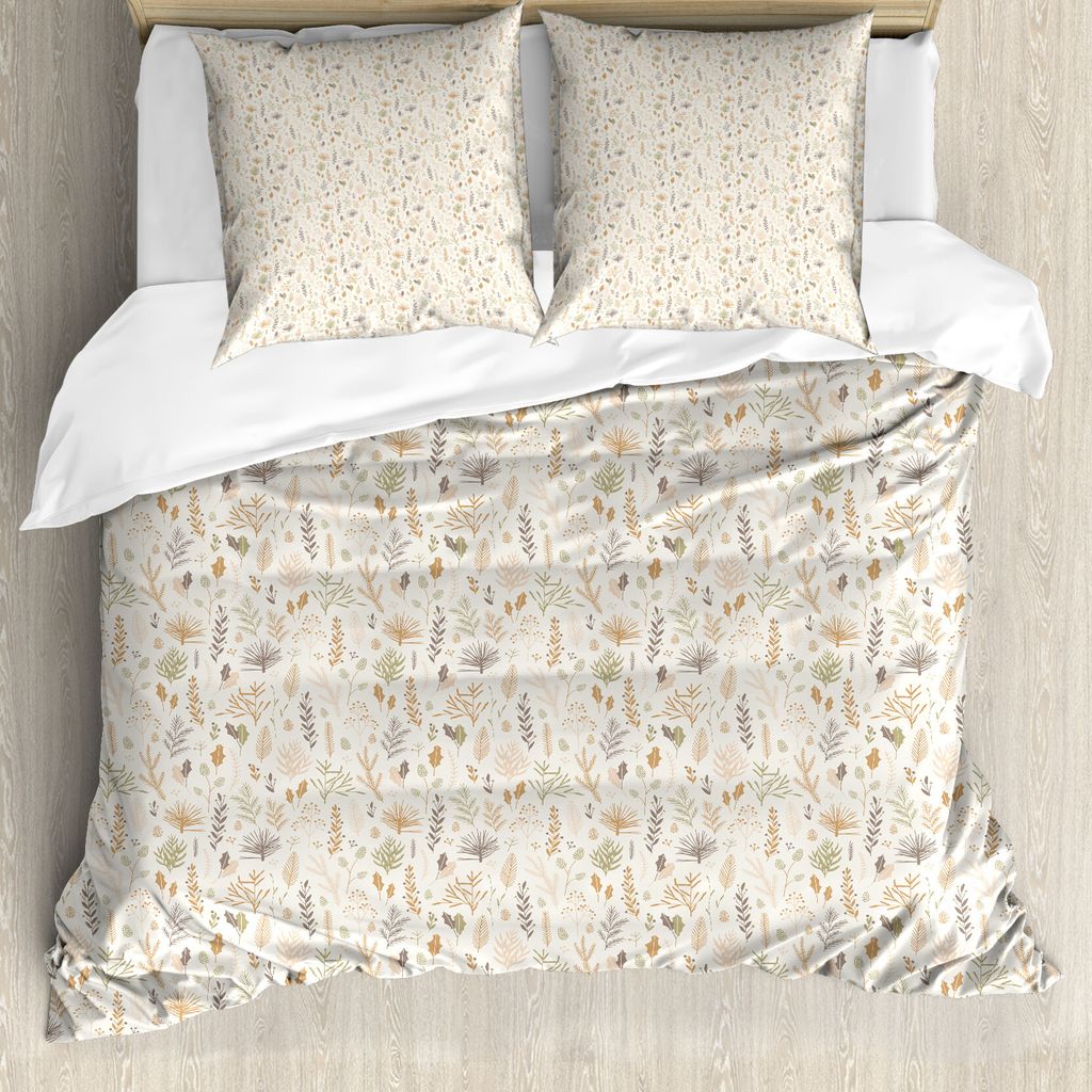 ABAKUHAUS Botanisch Bettbezug Set für Einzelbetten, Herbst-Blätter und Pflanzen, Milbensicher Allergiker geeignet mit Kissenbezug, 200 cm x 200 c...