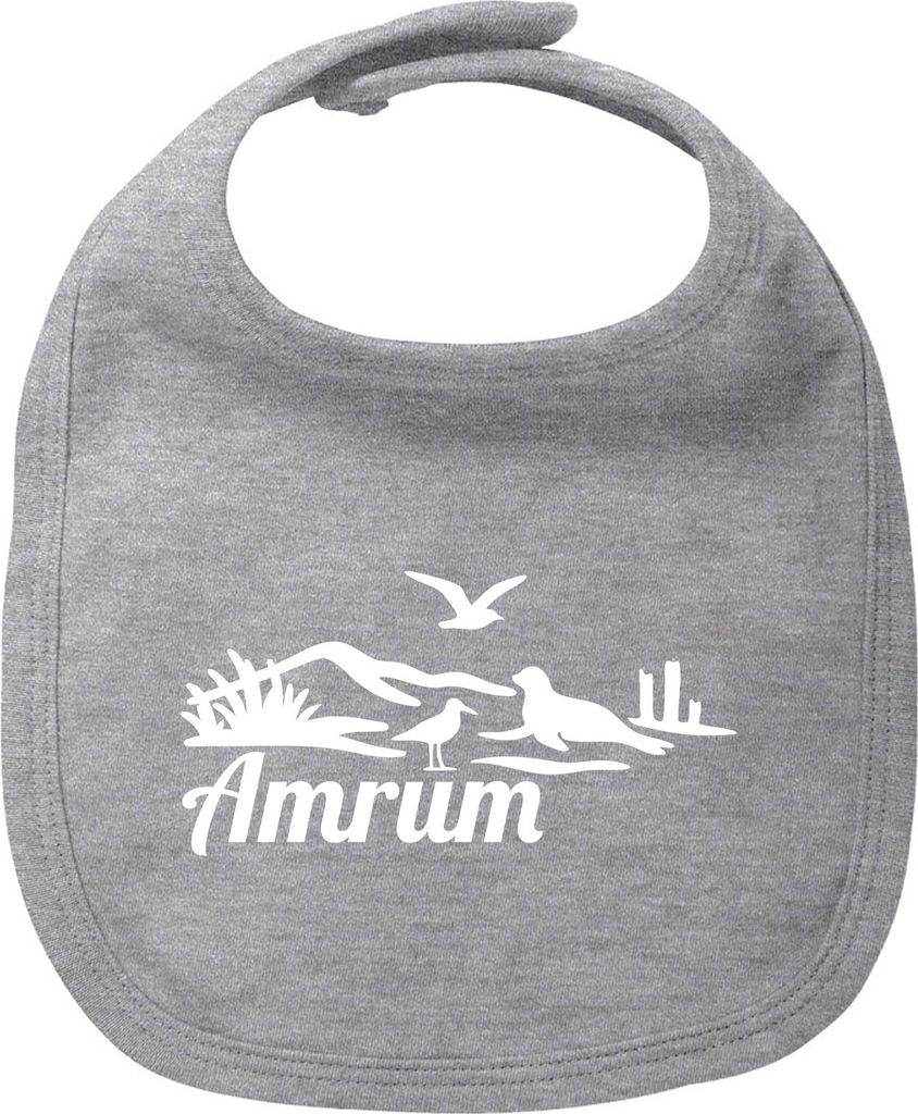Huuraa Baby Lätzchen Amrum Strandmotiv Heather Grey Klettverschluss Baumwolle Latz Geschenkidee