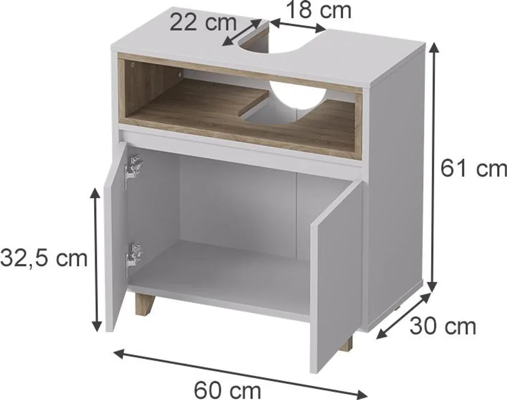 Meuble sous lavabo suspendu pour cacher les tuyaux Vicco Elnor 60cm