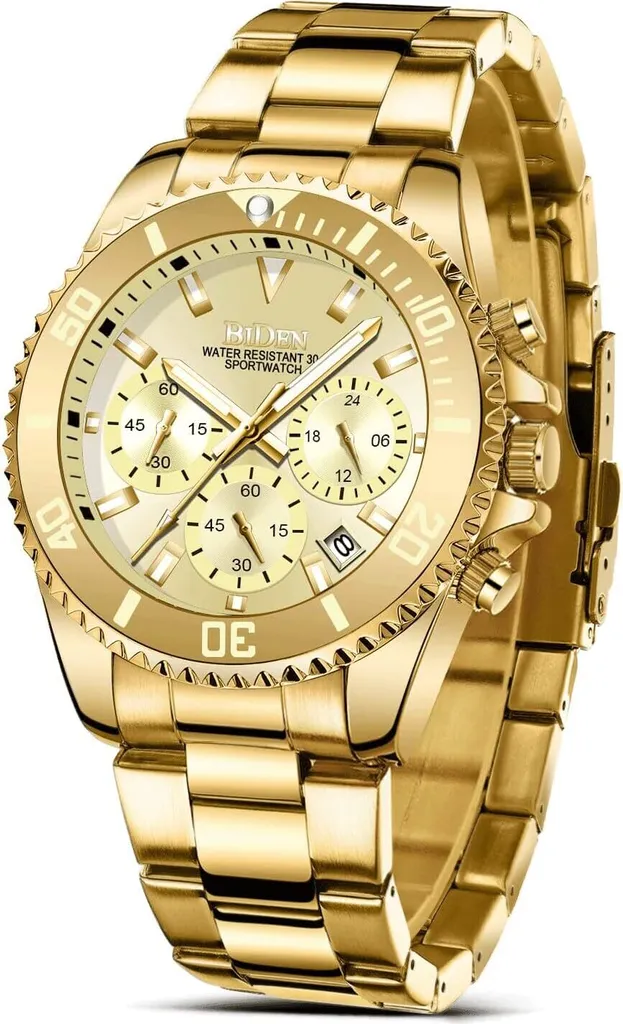 Cronografo da uomo in acciaio inossidabile impermeabile Orologio da polso da uomo al quarzo con data Orologio casual da uomo per affari