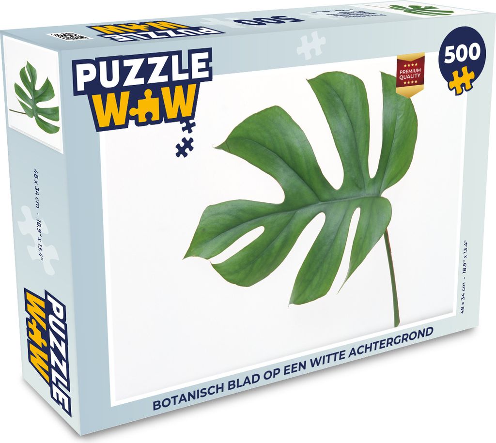 MuchoWow Puzzle 500 Teile Botanisches Blatt auf weißem Hintergrund - 500 Teile - Kinder - Selberbauen - Puzzlespiele