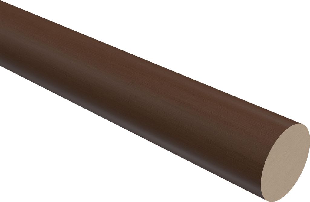 Interdeco Rundstab / Holzstange für Gardinenstangen 20 mm Ø Nussbaum lackiert, 240 cm