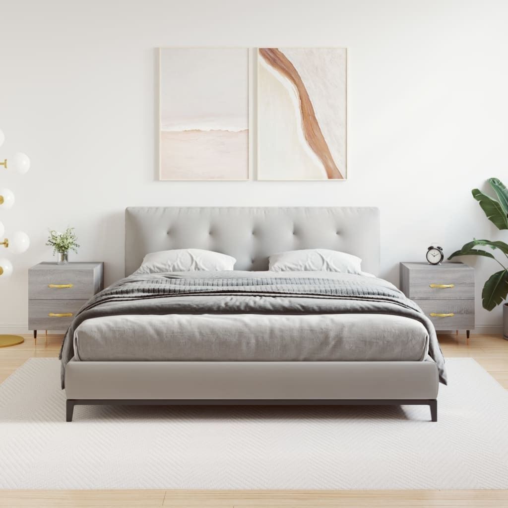The Living Store Nachttische 2 Stk. Grau Sonoma 40x35x47,5 cm Holzwerkstoff
