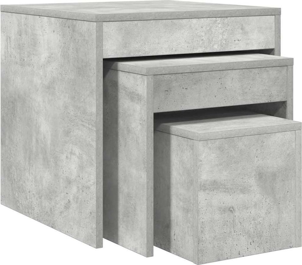 vidaXL Satztische 3-tlg. Betongrau Holzwerkstoff