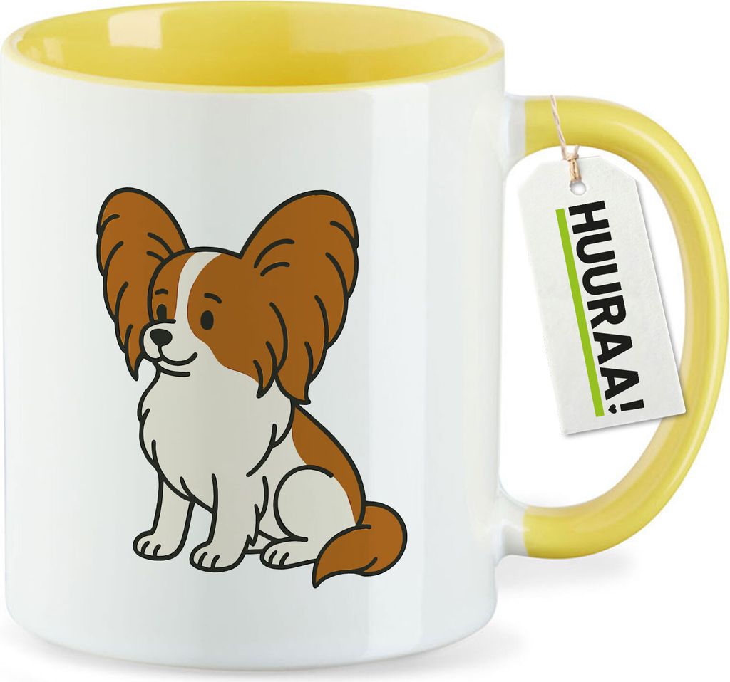 Huuraa Kaffeetasse Papillon Comic Papi 330ml Gelb Keramik Kaffeebecher Geschenkidee