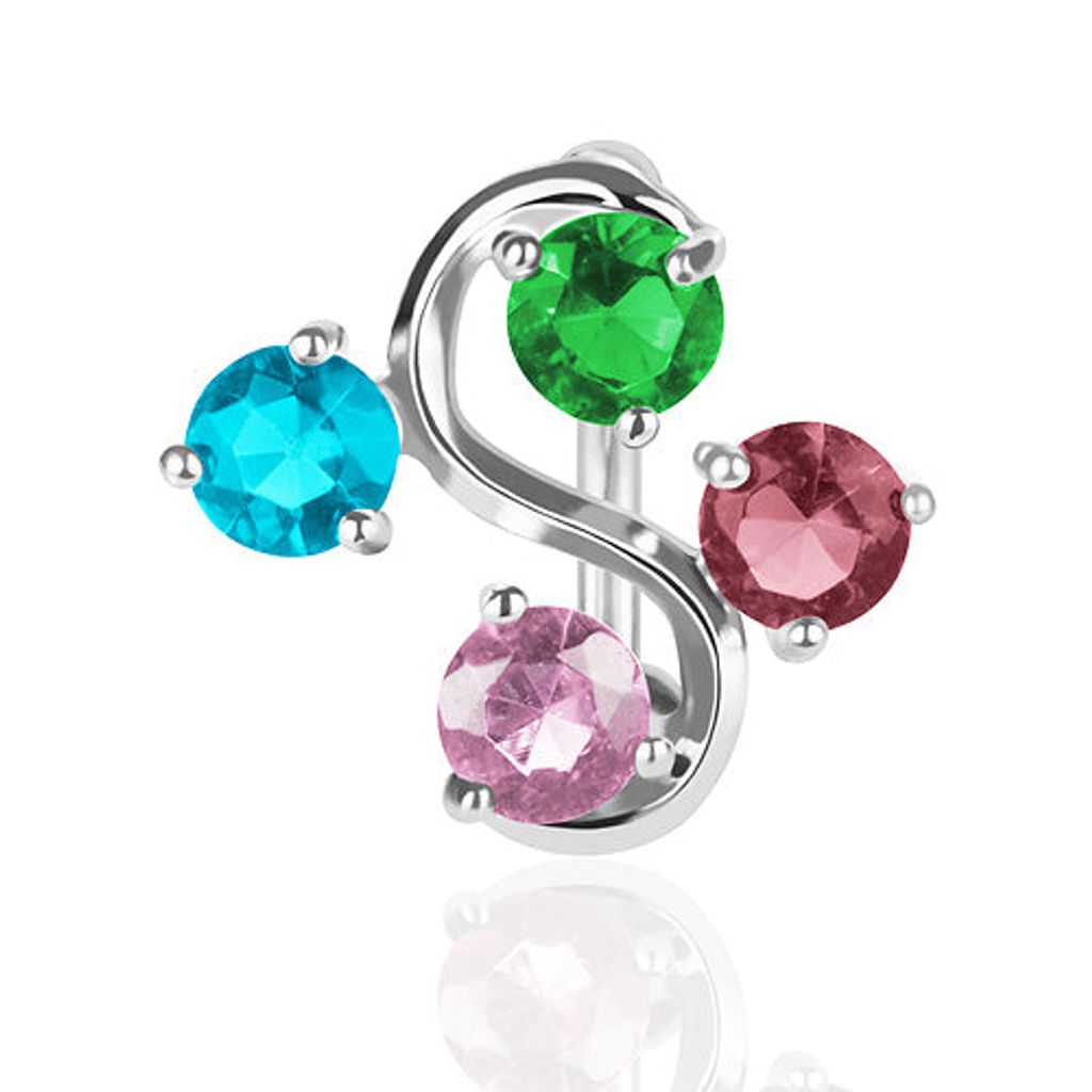 Taffstyle Bauchnabelpiercing Reverse Bauchnabelpiercing Schmuck Stecker mit 4 Kristallen, Multicolor