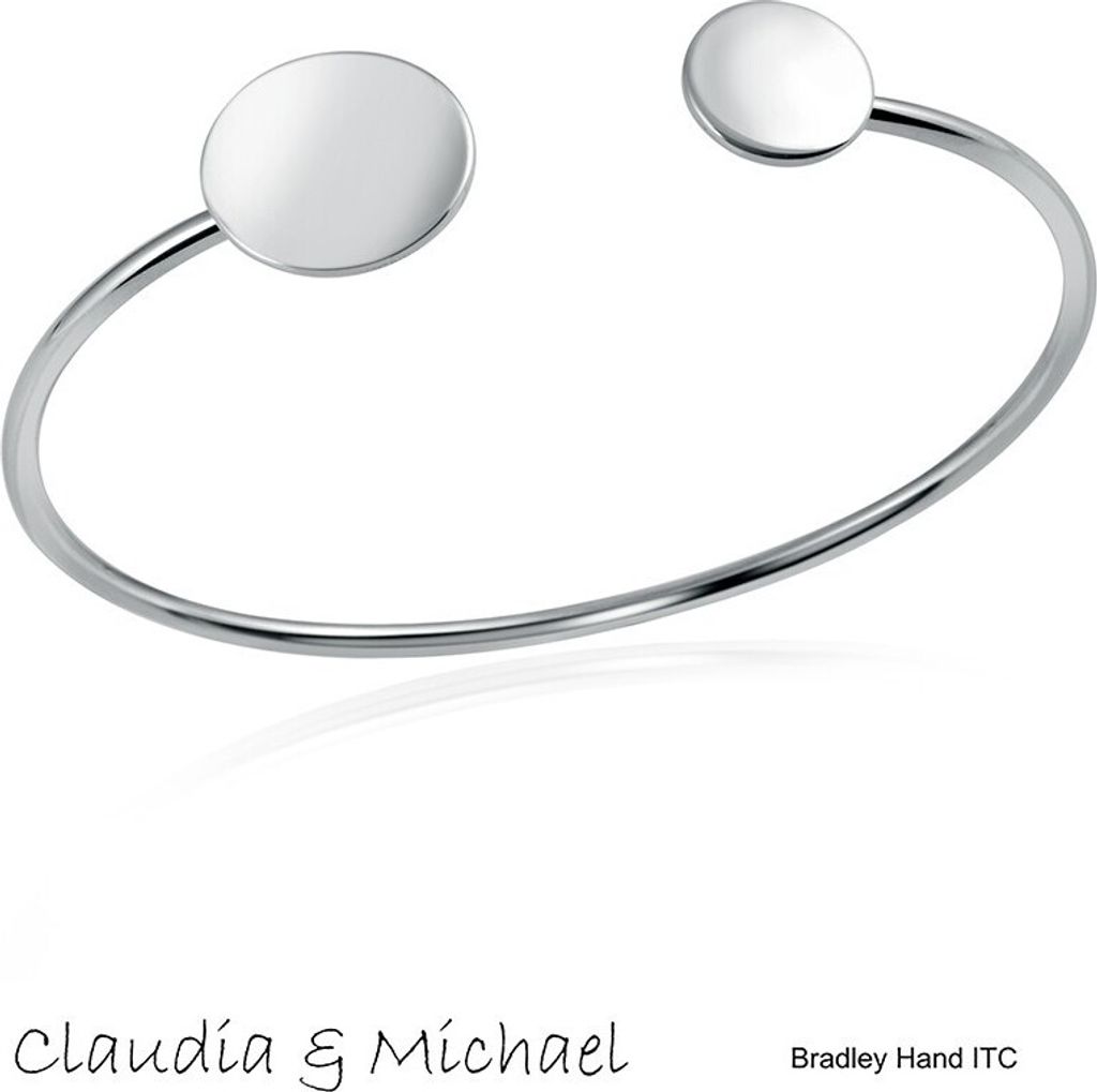 MATERIA by Matthias Wagner Damen Armreif Silber 925 Gravur inklusive - Silber Armband personalisiert 16-18cm Etui SA-20