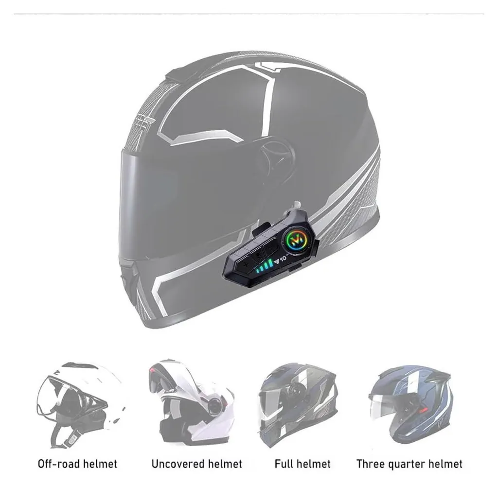 Intercom Moto sans Fil Bidirectionnel - Pack Duo Casque Bluetooth Noir