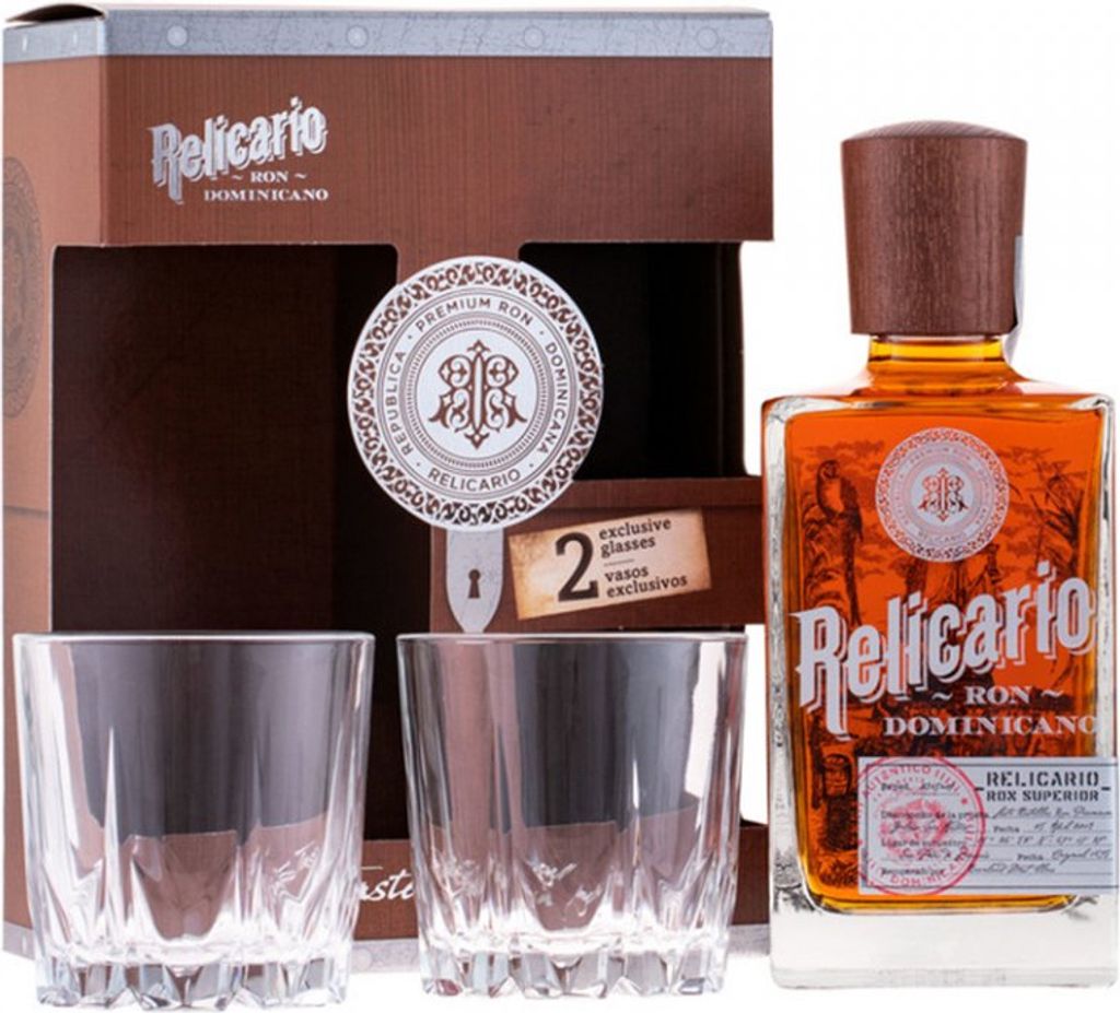 Relicario Reserva Ron Dominicano 12 Jahre + 2 Gläsern Produktbild 