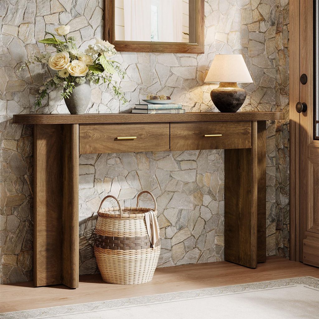 Tribesigns Table console, 160 cm de long, 2 tiroirs Table Image du produit 