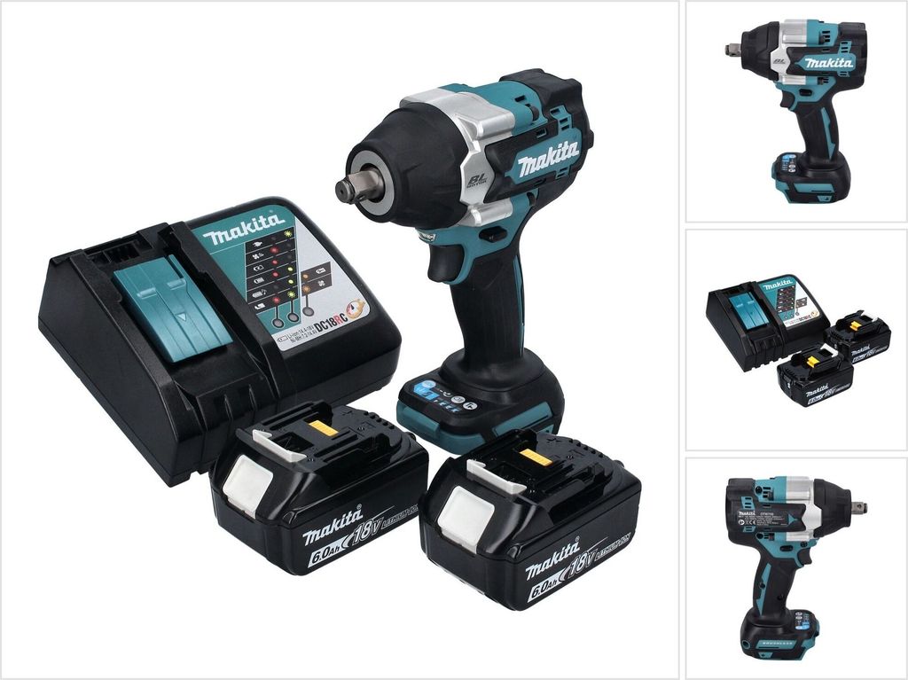 Makita DTW 700 RG Akku Schlagschrauber 18 V 700 Nm 1/2" XPT Brushless + 2x Akku 6,0 Ah + Ladegerät
