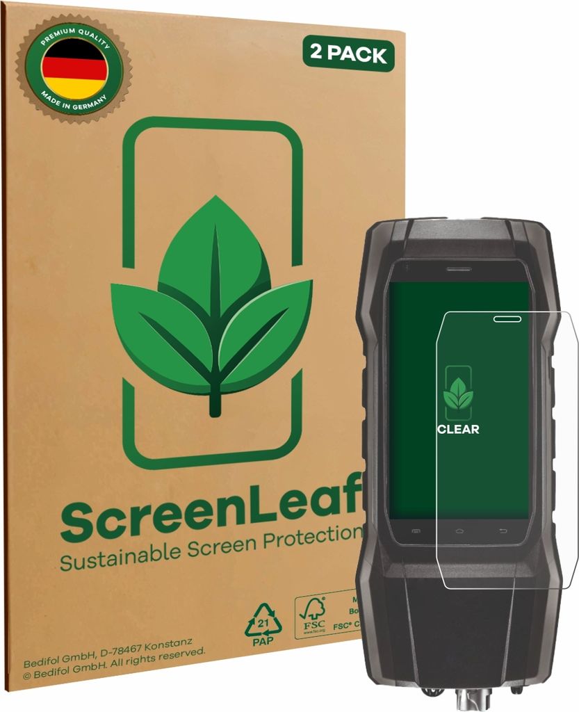 2x ScreenLeaf Schutzfolie für Testo 300 nachhaltiger Displayschutz Display Schutz Folie Klar Transparent