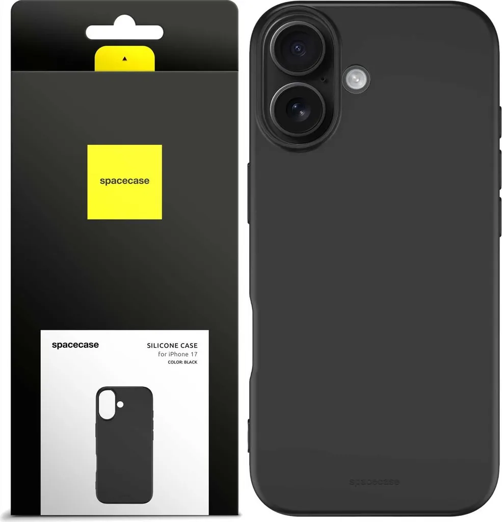 Coque SPACECASE Silicone Case pour iPhone 17 Noir - Protection Flexible